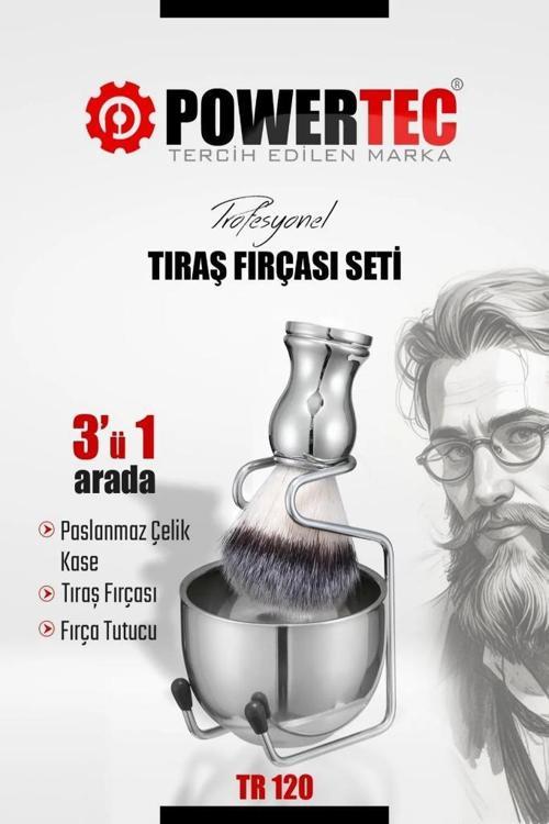 TR-120 3'ü 1 Arada Premium Tıraş Fırçası Seti