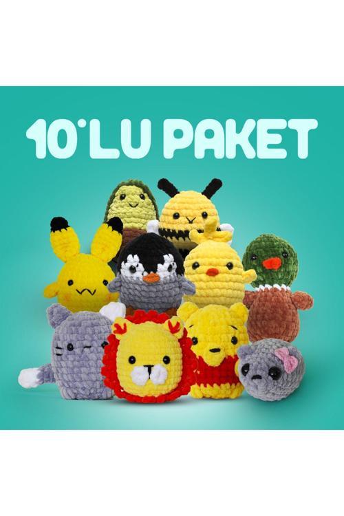 Onlu Paket Amigurumi Tığ Kiti, Amigurumi Örgü Seti Tığ Işi Örgü Oyuncak