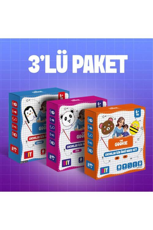 Üçlü Paket Çocuklar Için Keçe Örgü Seti Dikiş Ve Örgü Kiti El Becerisi Eğitici Oyuncak