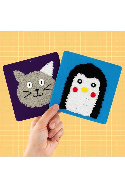 Çocuklar Için Kedi Penguen Keçe Örgü Seti Dikiş Ve Örgü Kiti El Becerisi Eğitici Oyuncak