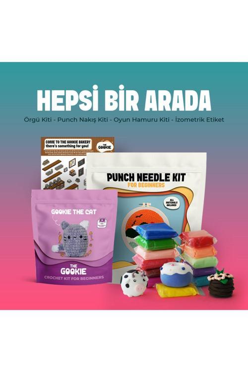 Hepsi Bir Arada Hobi Paketi, Amigurumi Örgü Seti, Punch Nakış Kiti, Izometrik Sticker Ve Oyun Hamuru