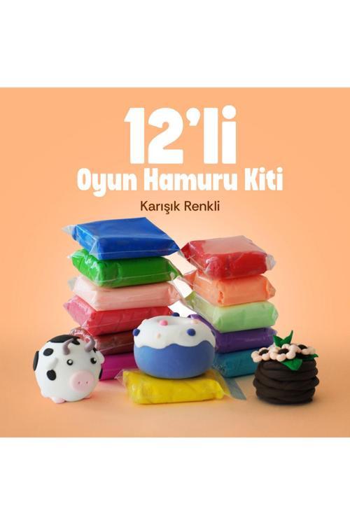Karışık Renkli Zıplayan Hava Ile Kuruyan Doğal Oyun Hamuru Kiti Anahtarlık Magnet - 12 Adet