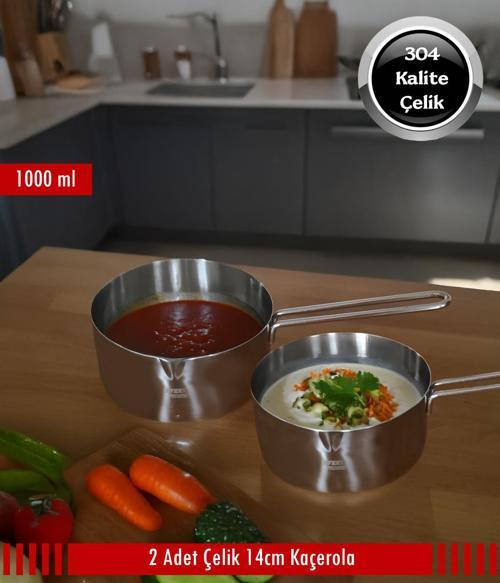 Çelik 2 li Kaçerola Sosluk Sütlük 14cm