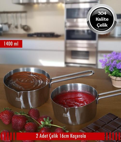 Çelik 2 li Kaçerola Sosluk Sütlük 16cm
