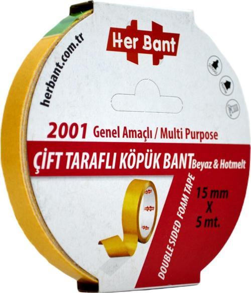Çift Taraflı Köpük Bant 15mmx5m 1 Adet