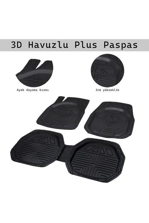 Jaguar Sovereign İle Uyumlu 3D Havuzlu Ekstra Plus Siyah Universal Paspas