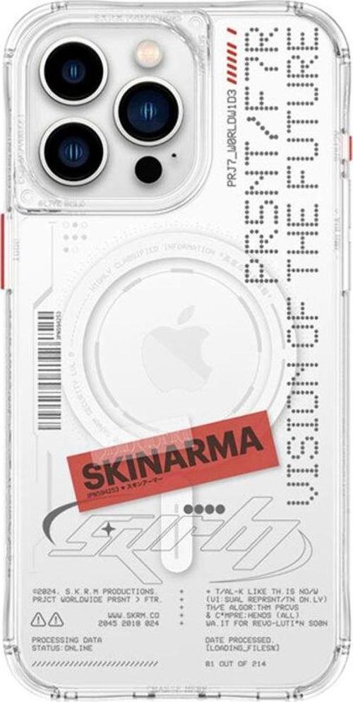 iPhone 15 Pro Uyumlu Kılıf SkinArma Magsafe Şarj Özellikli Yazı Desenli Airbagli Orion Kapak Şeffaf