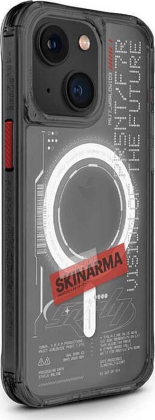 iPhone 15 Uyumlu Kılıf SkinArma Magsafe Şarj Özellikli Yazı Desenli Airbagli Orion Kapak Siyah