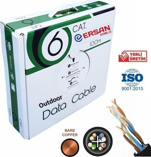 Ersan Kablo 23AWG Bakır Cat6 Outdoor Dış Ortam Kablo 100mt Siyah