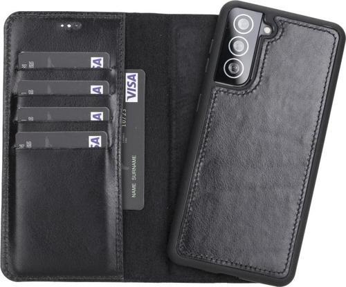 Samsung Galaxy S21 Plus Uyumlu Deri Cüzdanlı Kılıf RST1 Siyah