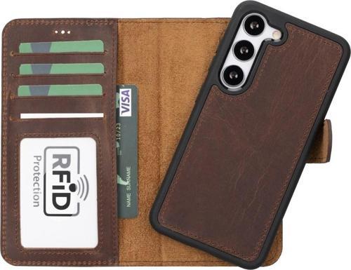 Samsung Galaxy S23 Uyumlu Deri Cüzdanlı Kılıf G2 Kahve