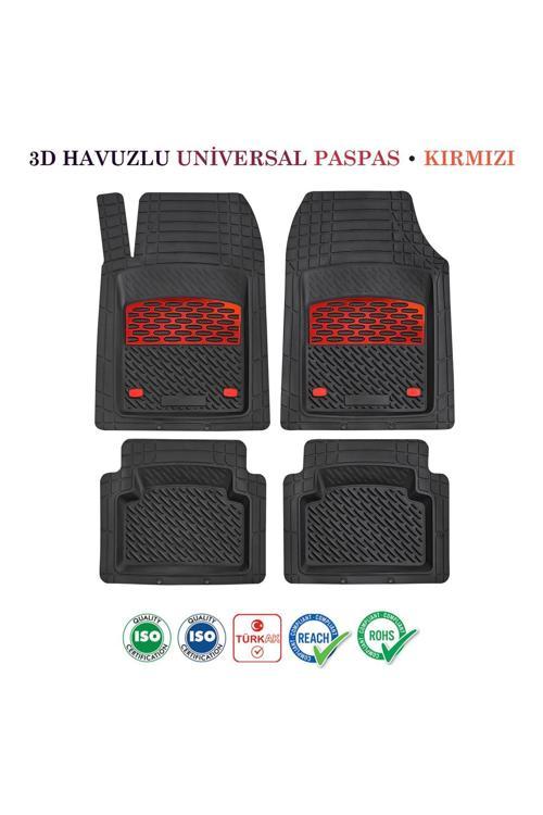 Renault Scenic E-Tech 2023 Ve Sonrası Uyumlu 3D Havuzlu Universal Paspas Siyah Krom Kırmızı