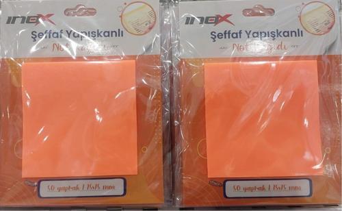 Inox Yapışkanlı Not Kağıdı Şeffaf 75X75Mm 80 Yaprak Turuncu 09650 (24 Koçan)