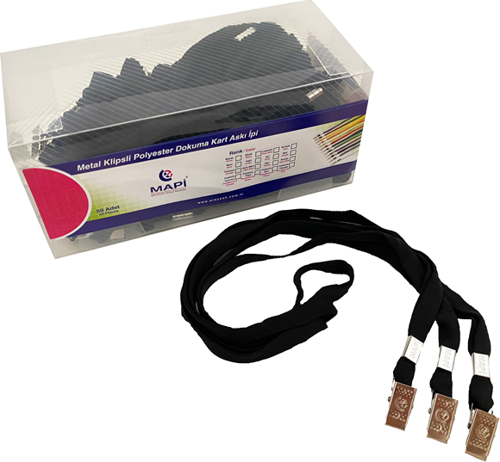 KLİPSLİ-POLYESTER DOKUNMA K. ASKI İPİ SİYAH   50'Lİ PAKET