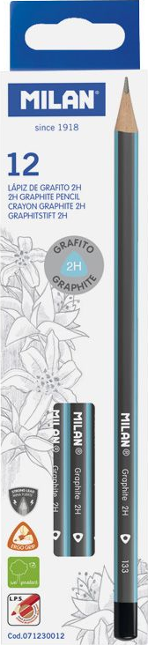 MILAN 71230012 GRAPHITE 2H ÜÇGEN KURŞUN KALEM - 12ADET