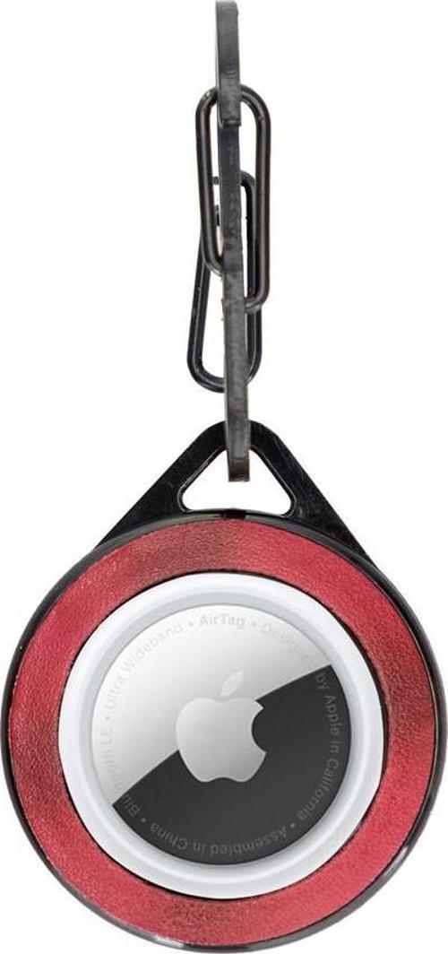 Apple AirTag Uyumlu Deri Anahtarlık Pelit V4EF Kırmızı