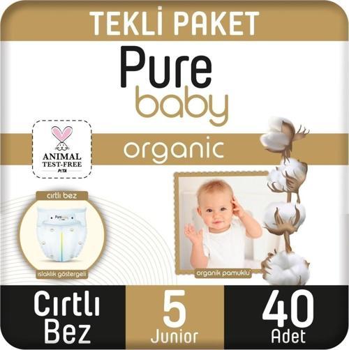 Organik Pamuklu Cırtlı Bez Tekli Paket 5 Numara Junior 40 Adet 11-20 KG