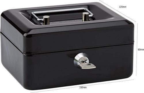 Cash Box CB150 Mini Boy Taşınabilir Para Kutusu Çıkartılabilir Para Rafları / Siyah Renk