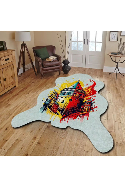 Dekoratif, 3D Baskılı Özel Tasarım, Lazer Kesim, İnce, Kaymaz Taban Halı - 120 X 180