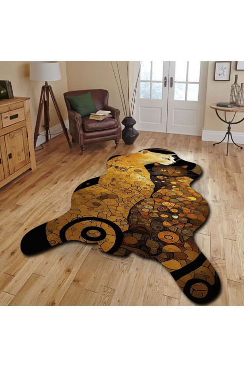 Dekoratif, 3D Baskılı Özel Tasarım, Lazer Kesim, İnce, Kaymaz Taban Halı - 120 X 180