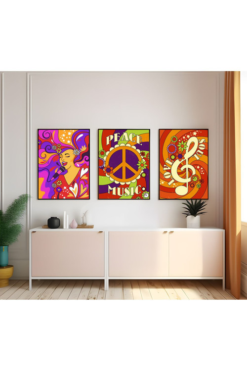 Modern Tarz Mdf Plastik Çerçeveli 3'Lu Dekoratif Tablo 172