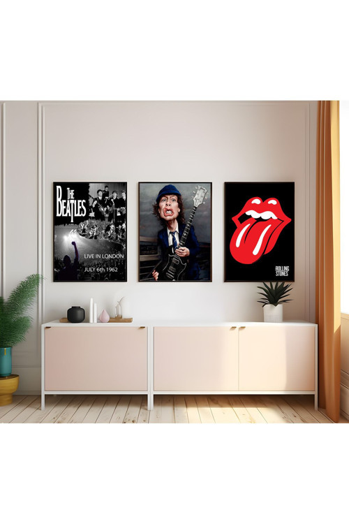 Modern Tarz Mdf Plastik Çerçeveli 3'Lu Dekoratif Tablo 216