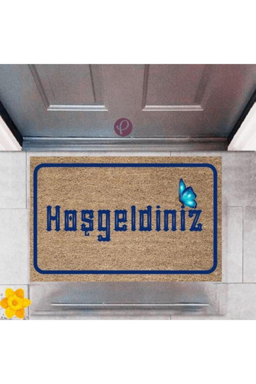 Hg Kapı Önü Paspası Dekoratif Dijital Baskı Hoşgeldiniz P-2367