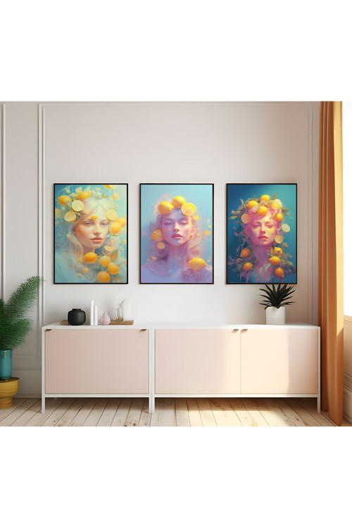 Modern Tarz Mdf Plastik Çerçeveli 3'Lu Dekoratif Tablo 46