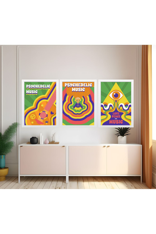 Modern Tarz Mdf Plastik Çerçeveli 3'Lu Dekoratif Tablo 181