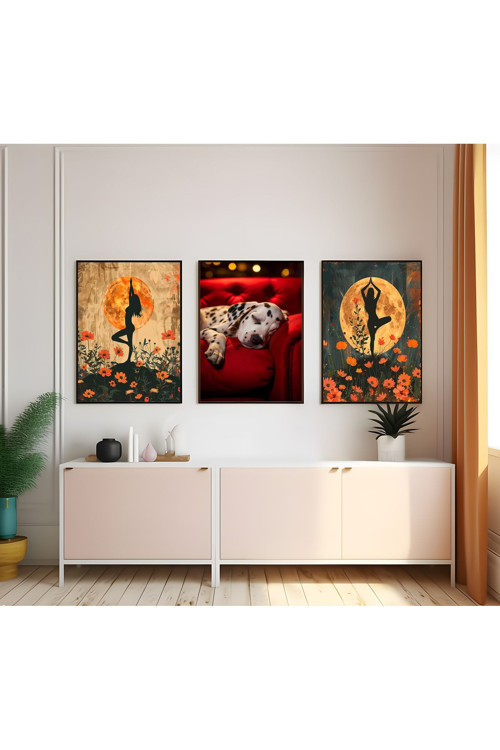 Modern Tarz Mdf Plastik Çerçeveli 3'Lu Dekoratif Tablo 40