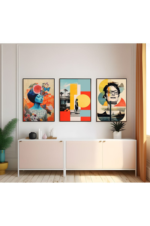 Modern Tarz Mdf Plastik Çerçeveli 3'Lu Dekoratif Tablo 10