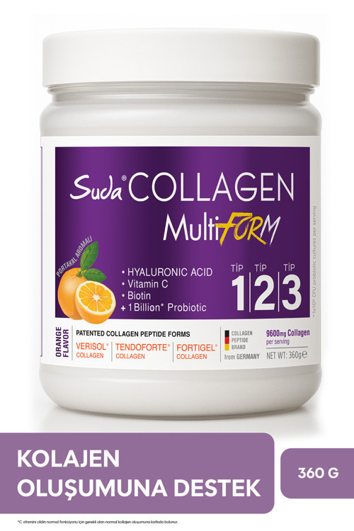 Multiform Hidrolize Kolajen, Vitamin C,Biotin,Hyaluronik Asit,Saç,Tırnak,Cilt Portakal Aromalı 360g