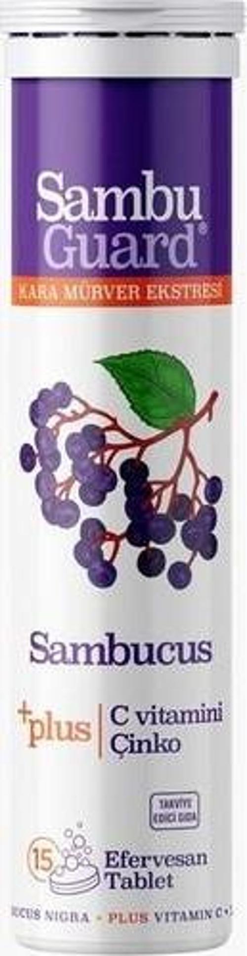 Sambuguard Sambucus Kara Mürver Ekstresi + C Vitamin + Çinko 15 Efervesan Tablet