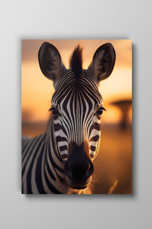 Zebra Hayvan Temalı Dekoratif Kanvas Tablo, Duvar Dekoru H0051