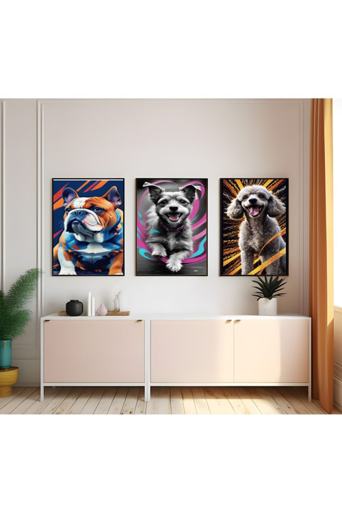 Modern Tarz Mdf Plastik Çerçeveli 3'Lu Dekoratif Tablo 12