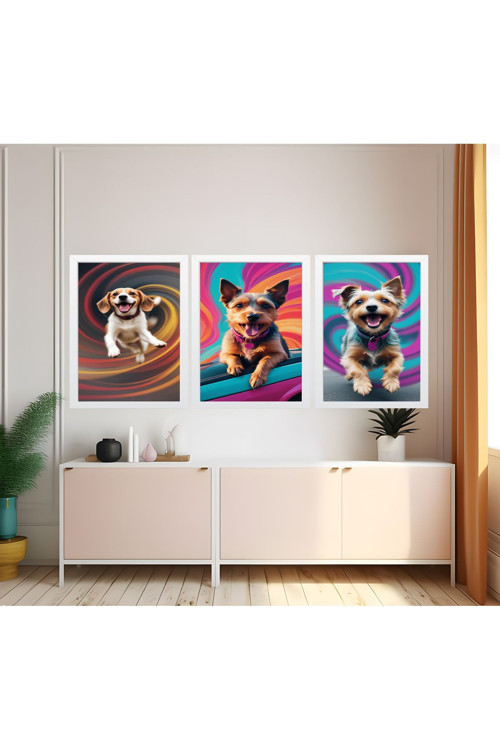 Modern Tarz Mdf Plastik Çerçeveli 3'Lu Dekoratif Tablo 04