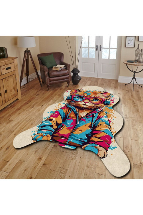 Dekoratif, 3D Baskılı Özel Tasarım, Lazer Kesim, İnce, Kaymaz Taban Halı - 160 X 230