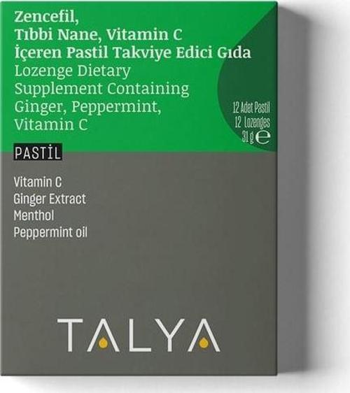 Zencefil, Tıbbi Nane, Vitamin C İçeren Takviye Edici Gıda, 12 Adet Pastil