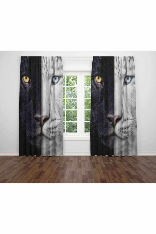 Özel Tasarım Dekoratif Baskı Salon Mutfak Oturma Odası 3D Baskılı Fon Perde 237 - 280 X 250