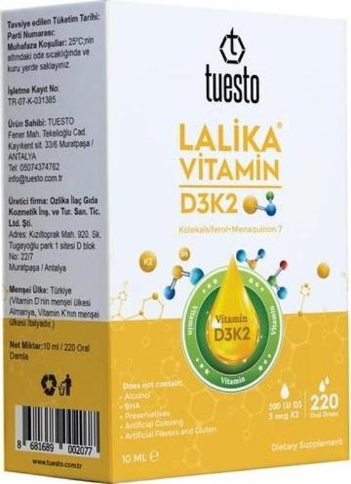 Tuesto Lalika Vitamin D3 K2 Damla 10 ml