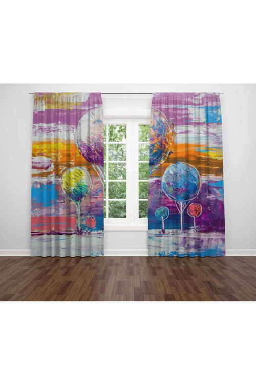 Özel Tasarım Dekoratif Baskı Salon Mutfak Oturma Odası 3D Baskılı Fon Perde 169 - 280 X 250