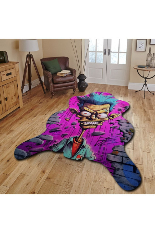Dekoratif, 3D Baskılı Özel Tasarım, Lazer Kesim, İnce, Kaymaz Taban Halı - 120 X 180