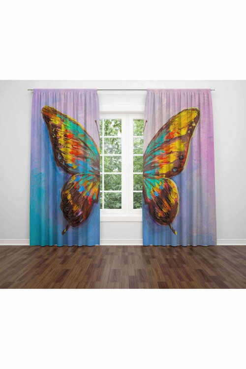 Özel Tasarım Dekoratif Baskı Salon Mutfak Oturma Odası 3D Baskılı Fon Perde 113 - 280 X 260