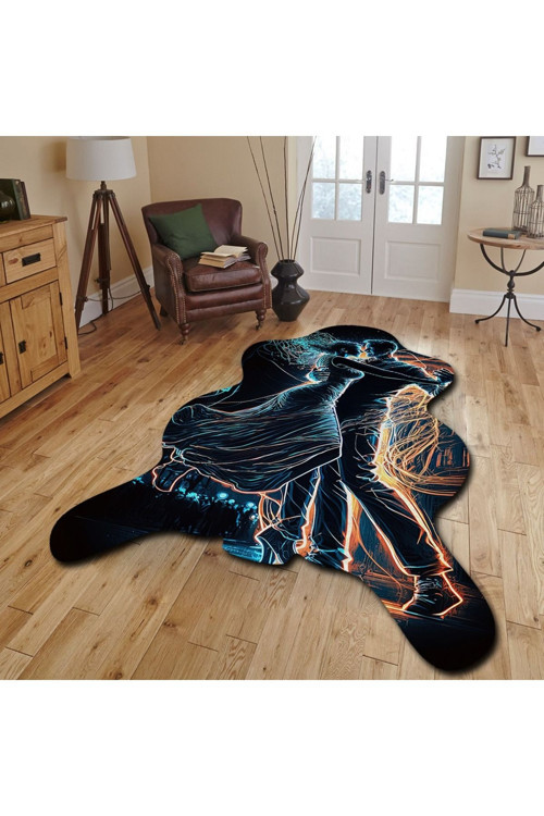 Dekoratif, 3D Baskılı Özel Tasarım, Lazer Kesim, İnce, Kaymaz Taban Halı - 120 X 180
