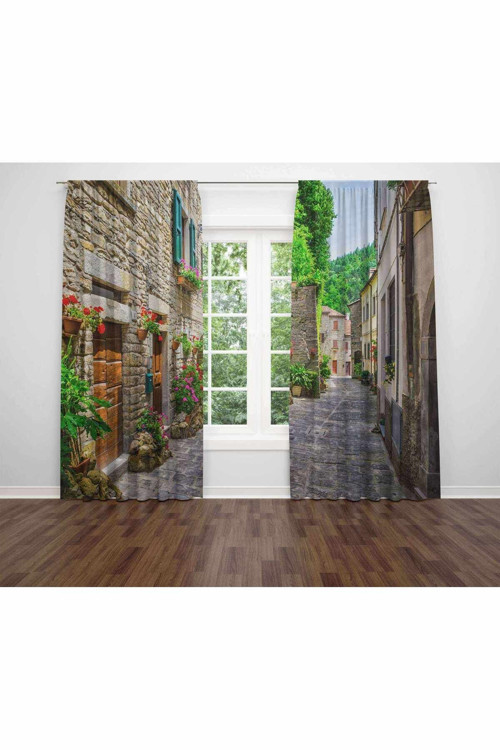 Özel Tasarım Dekoratif Baskı Salon Mutfak Oturma Odası 3D Baskılı Fon Perde 281 - 280 X 250