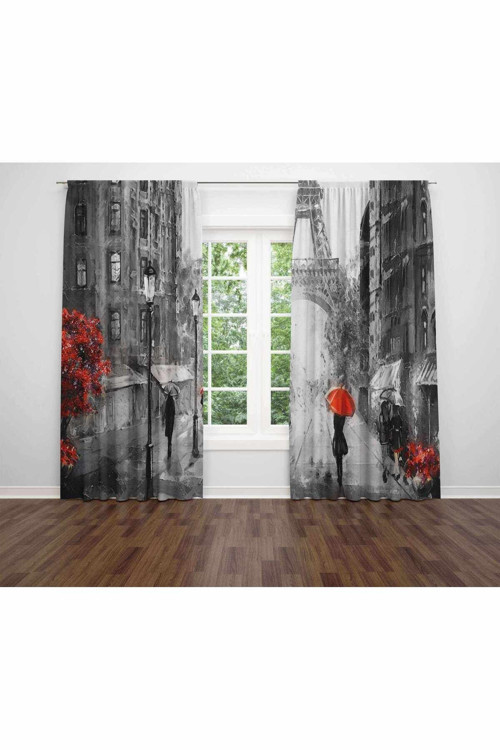 Özel Tasarım Dekoratif Baskı Salon Mutfak Oturma Odası 3D Baskılı Fon Perde 157 - 280 X 270