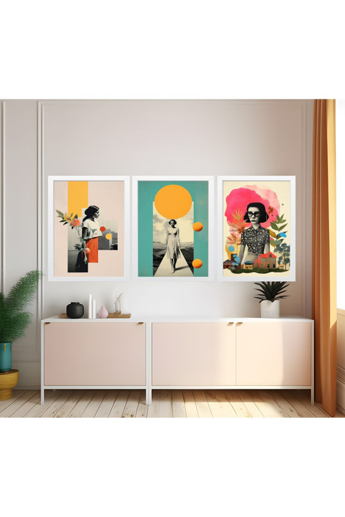 Modern Tarz Mdf Plastik Çerçeveli 3'Lu Dekoratif Tablo 14