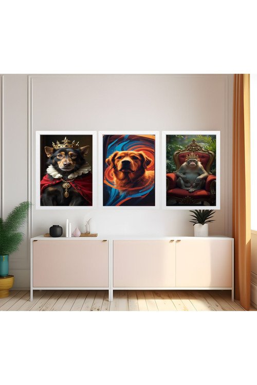 Modern Tarz Mdf Plastik Çerçeveli 3'Lu Dekoratif Tablo 05