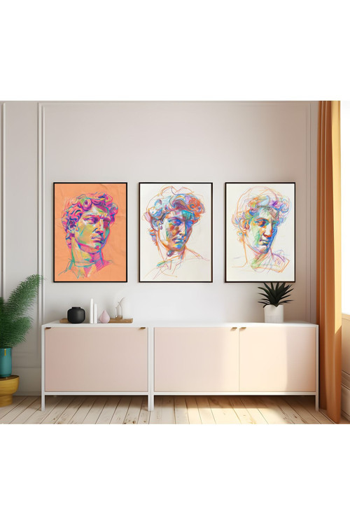 Modern Tarz Mdf Plastik Çerçeveli 3'Lu Dekoratif Tablo 143