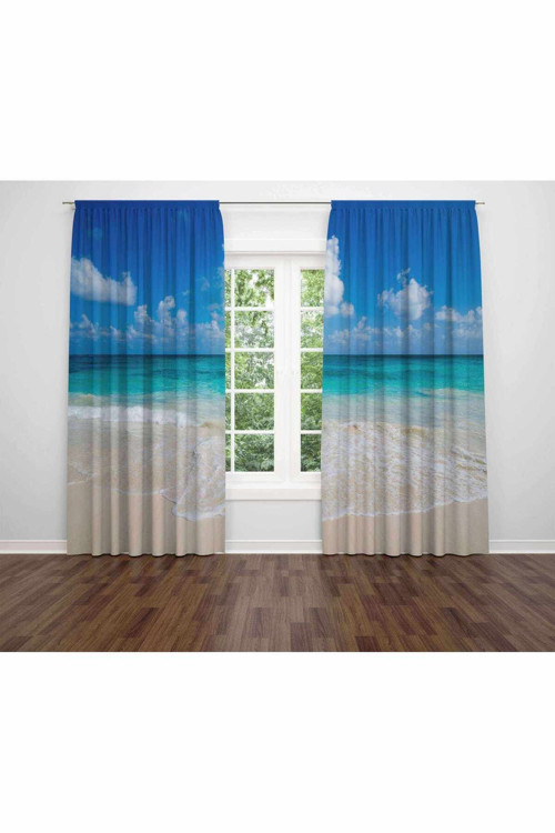 Özel Tasarım Dekoratif Baskı Salon Mutfak Oturma Odası 3D Baskılı Fon Perde 137 - 280 X 260